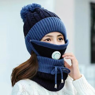 MŨ LEN KHẨU TRANG VÀ khăn QUÀNG CỔ lót lông cao cấp cho Nam Nữ, Set khăn mũ len kèm khẩu trang