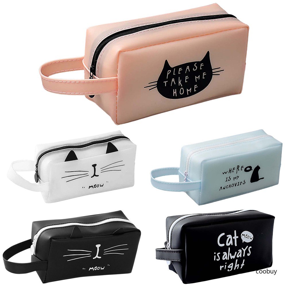 Hộp bút silicon cỡ lớn đựng vừa máy tính hình mèo dễ thương