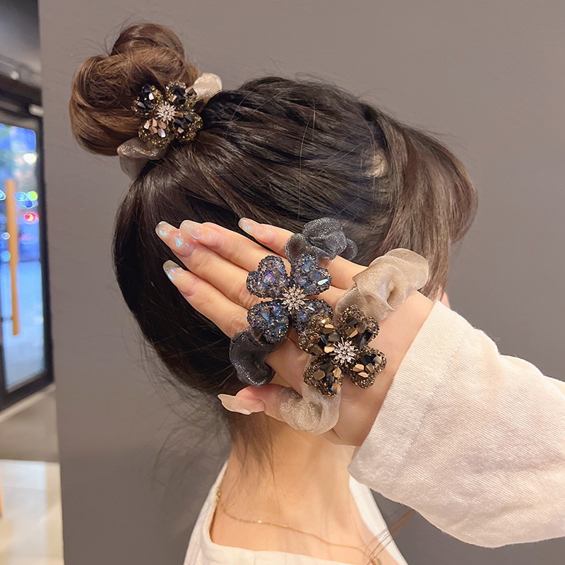 Dây Buộc Tóc Cao Su Bản Lớn Đính Đá Lấp Lánh Thời Trang Cho Nữ