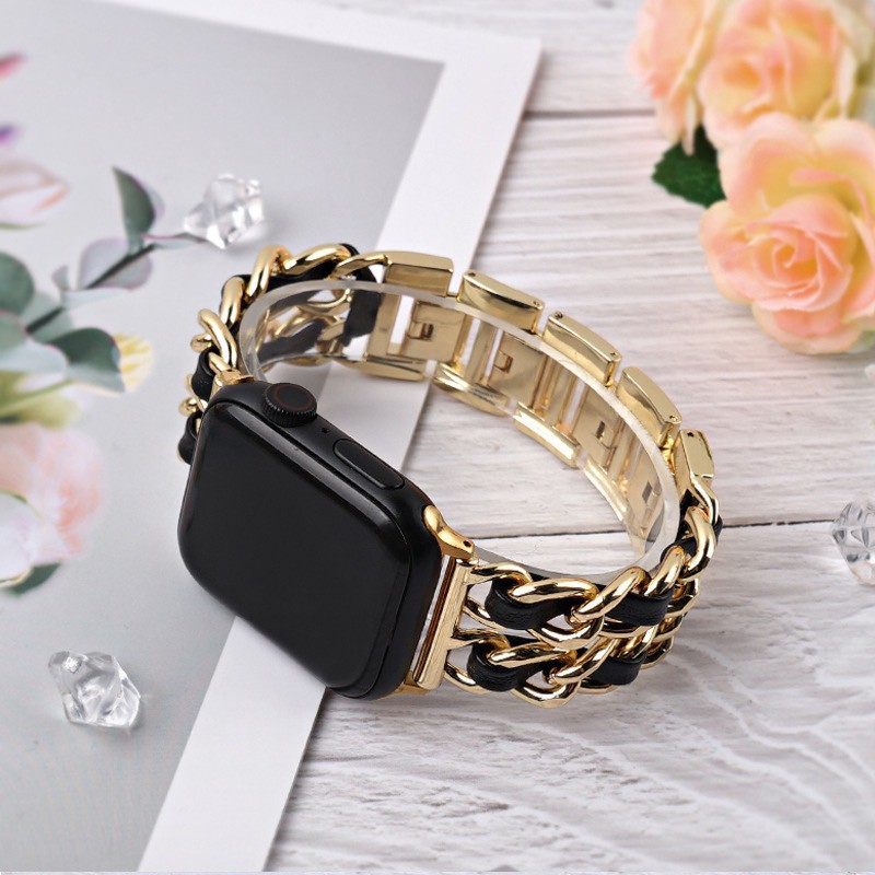 Dây Apple Watch Thép Liền Da Phối Cực Sang Trọng Dành Cho Nữ Chỉ Có Size 38/40mm