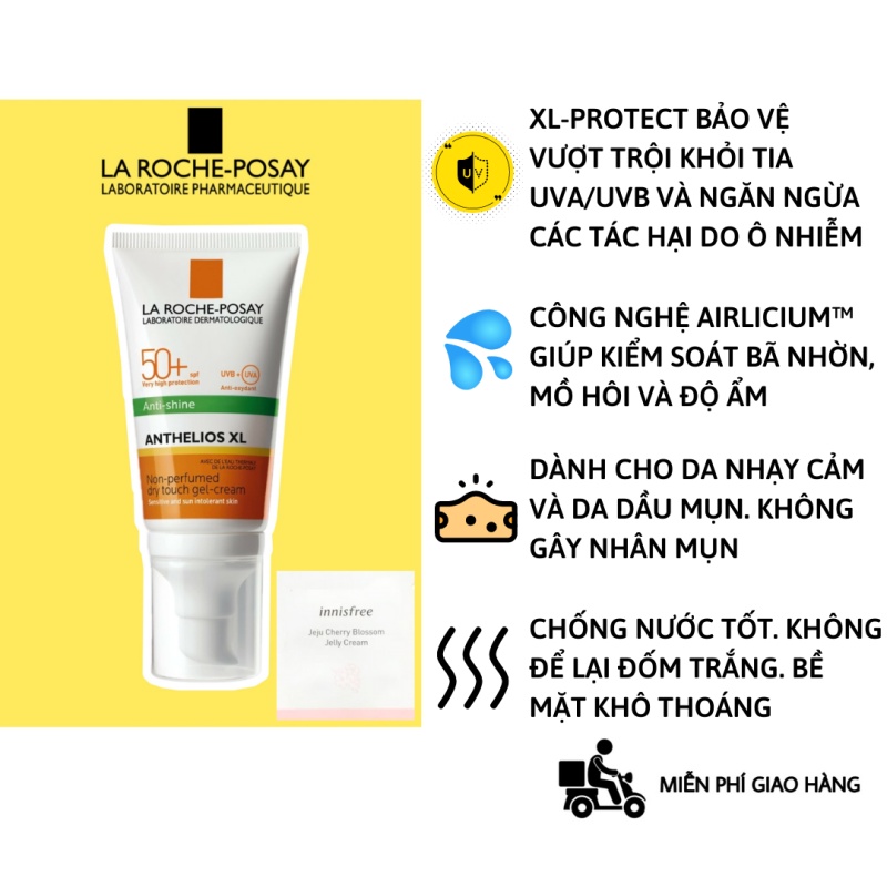 Mẫu Mới Kem Chống Nắng La Roche Posay Anti-Shine Kiểm Soát Dầu Vạch Xanh Lá Không Mùi SPF50+ 50ml Phổ Rộng