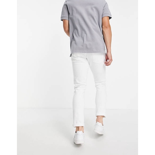 Quần jean nam trắng trơn & rách vải jeans co dãn, dày dặn, form slimfit | BigBuy360 - bigbuy360.vn