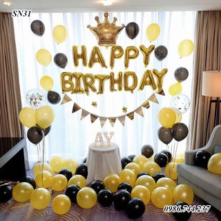 Đồ trang trí Set Bóng Trang Trí Sinh Nhật Happy Birthday Tông Màu Vàng
