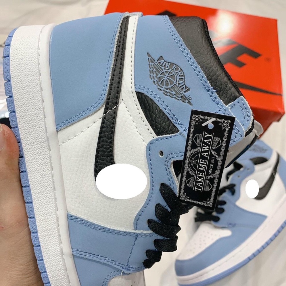 Giày thể thao Jordan 1 cao cổ xanh dương, Giày JD 1 university blue nam nữ siêu hot Full Box Bill