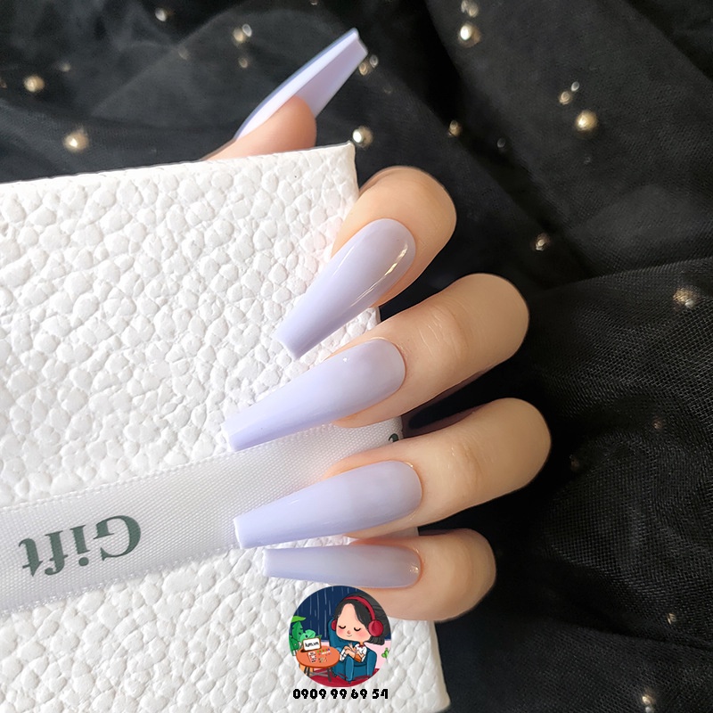 [ 1169 - 21 TÍM NHẠT ] MÓNG CỨNG - SƠN BÓNG - Phom Thang Dài Xtra [Tặng Miếng Dán Và Dụng Cụ] Lẻ