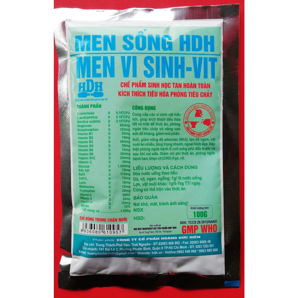 1 GÓI MEN SỐNG 100g MEN VI SINH – VIT CHẾ PHẨM SINH HỌC TAN HOÀN TOÀN DÙNG TỐT CHO GIA SÚC, GIA CẦM, CHÓ MÈO, GÀ CHỌI