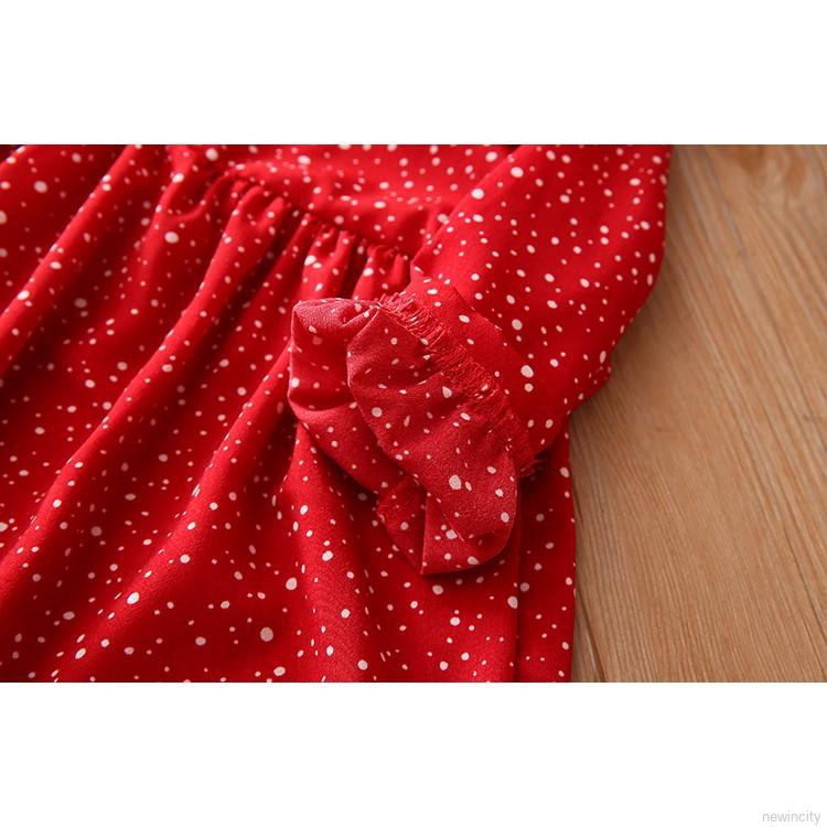 Đầm công chúa tay dài hoạ tiết chấm bi phong cách Hàn Quốc cho bé gái