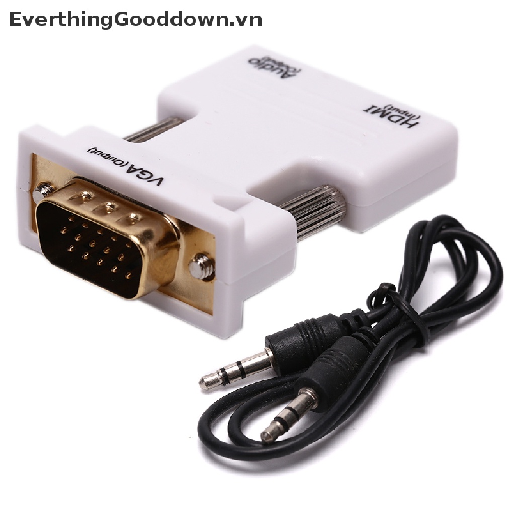 EverthingGooddown VGA To HDMI Adapter Full HD 1080P Audio Video Converter Laptop PC To TV AV HDTV vn