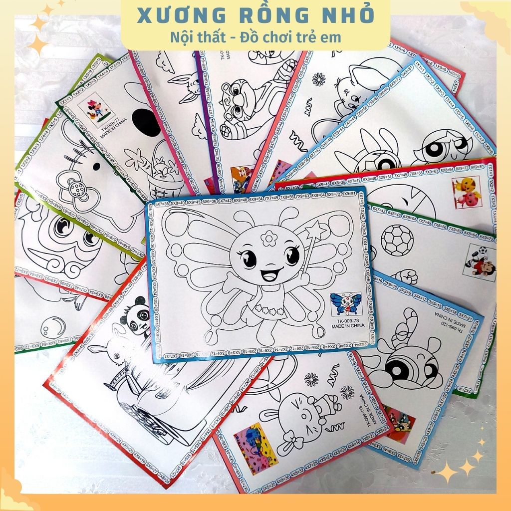 Tranh tô màu cho bé -  bộ 2 tranh tô tặng kèm màu cho bé thỏa sức sáng tạo - Xương Rồng Nhỏ
