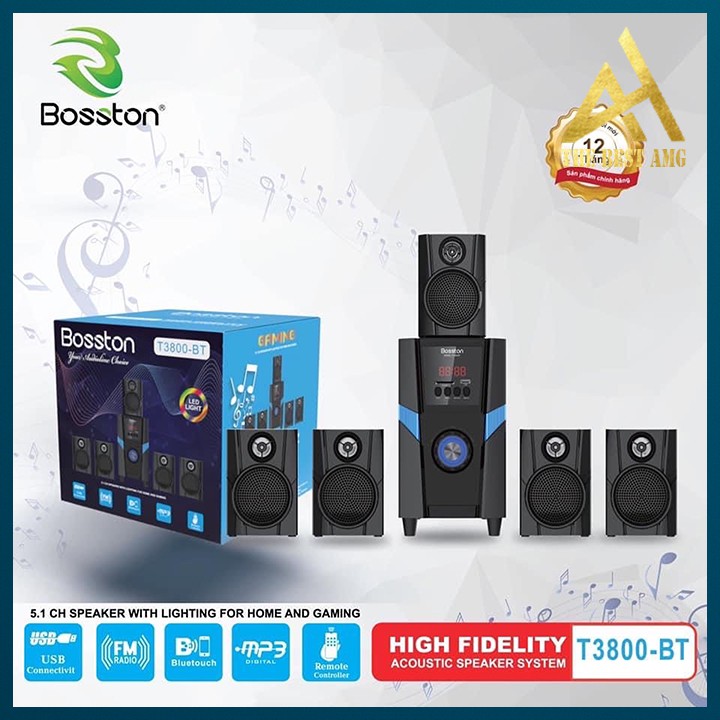 Loa Máy Tính Để Bàn Công Suất Lớn Có Bluetooth LED RGB 5.1 BOSSTON T3800 Loa Vi Tính Nghe Nhạc Laptop Pc Gaming