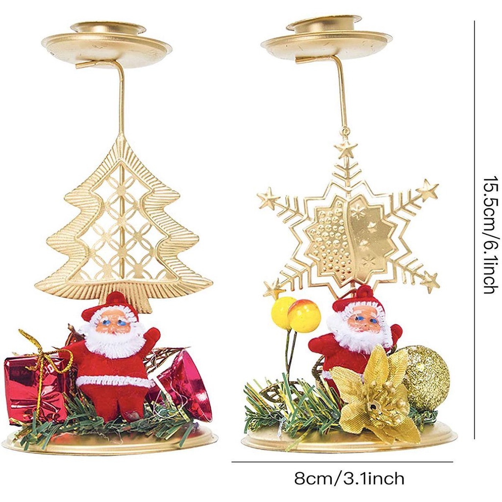 Giá Đỡ Nến Hình Ông Già Noel / Bông Tuyết Bằng Kim Loại Để Bàn Trang Trí