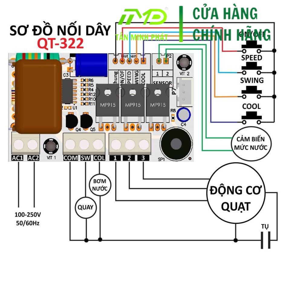 Mạch quạt điều hòa, quạt phun sương, quạt thông thường QT-322 Tân Minh Phát