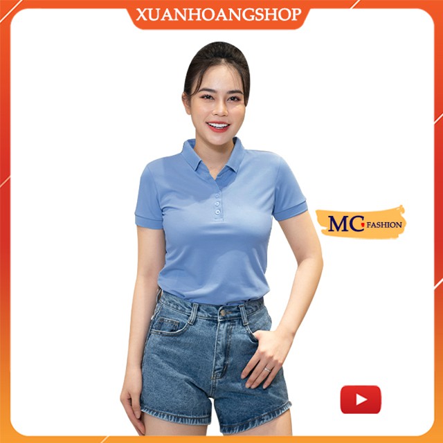 Áo Thun Nữ Đẹp Mc Fashion, Kiểu Phông Nữ Công Sở, Dáng Polo, Cổ Bẻ, Màu Đen, Trắng, Xanh Ap214.