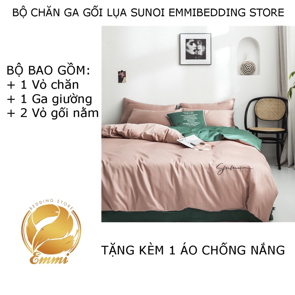 Bộ chăn ga gối lụa sunoi EMMIBEDDING STORE các mẫu phối màu bst2