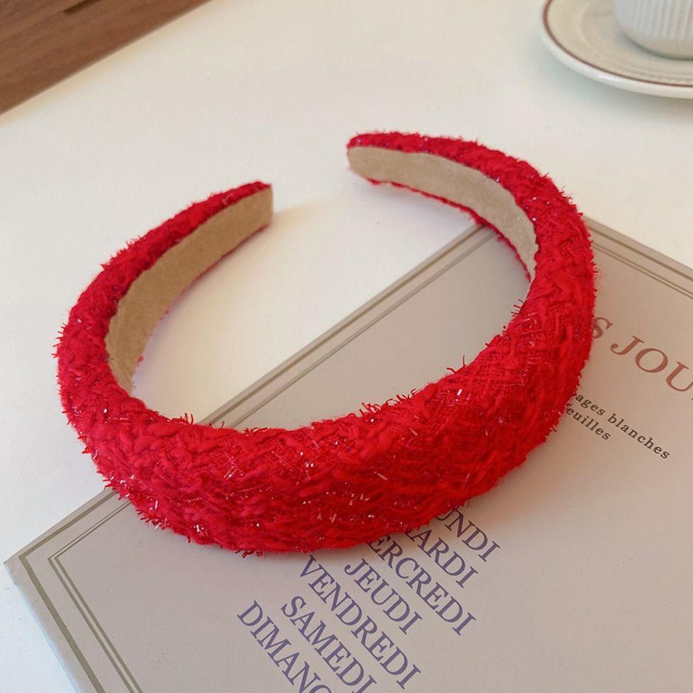 Epoch Băng Đô Cài Tóc Dệt Kim Màu Đỏ Ngọt Ngào Chống Trượt Cho Cô Dâu