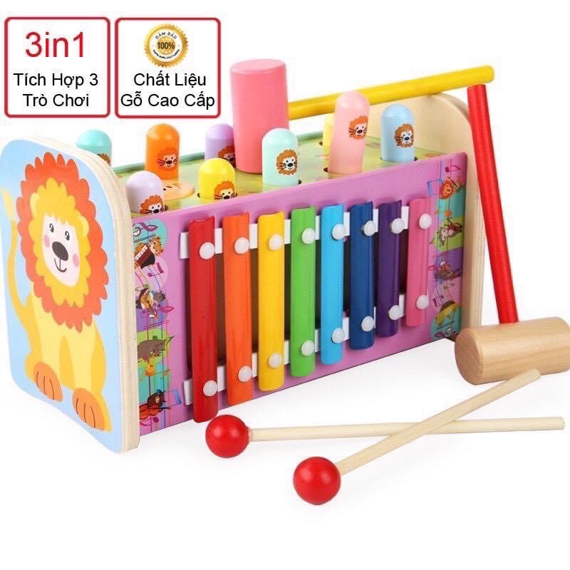 BỘ ĐỒ CHƠI ĐÀN KẾT HỢP ĐẬP CHUỘT BẰNG GỖ