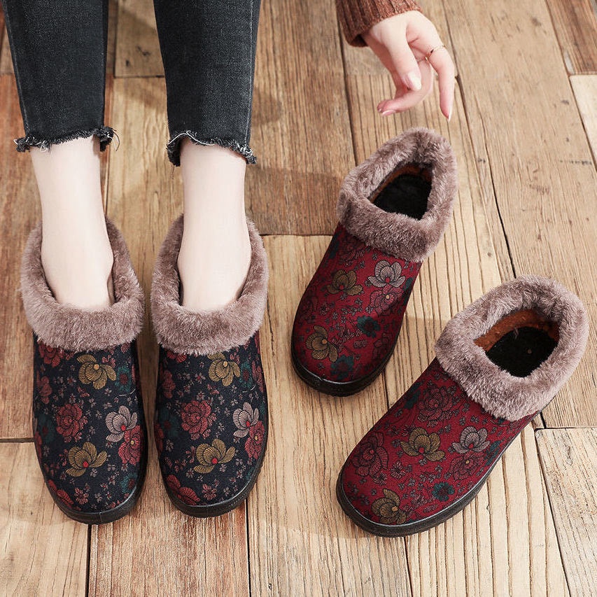 Phụ nữ mùa đông giày bông chống trượt mẹ ấm áp người già cộng với nhung mới