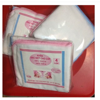 KHĂN SÔ SỮA KIBA 4 LỚP MỚI-1 SÉT =10 CHIẾC