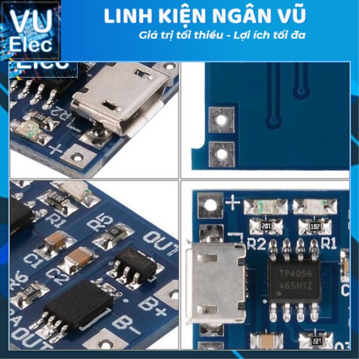 Mạch Sạc Pin 18650 TP4056 1A MiniUSB có bảo vệ V2