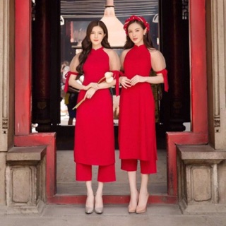 Có 3XL - Set Áo Dài Cách Tân tay lưới kèm quần (không kèm mấn)