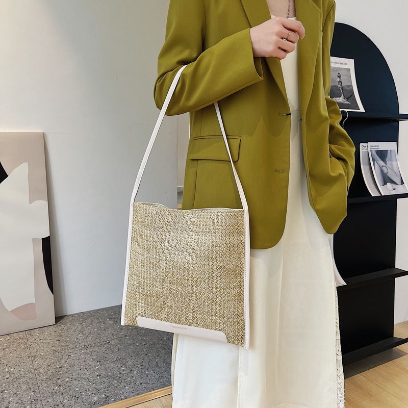 Túi Xách Đan Cói Cỡ Lớn Thiết Kế Đơn Giản Thời Trang Cho Nữ