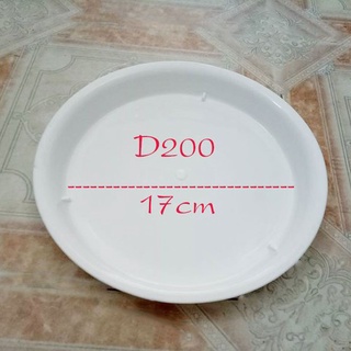 Đĩa tròn lót chậu đường kính cả đĩa 20 cm, lòng đĩa 17 cm