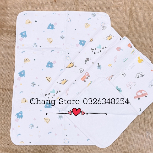 Tấm lót chống thấm sợi tre cho bé 4 lớp, thoáng khí, có thể giặt được 50x70cm