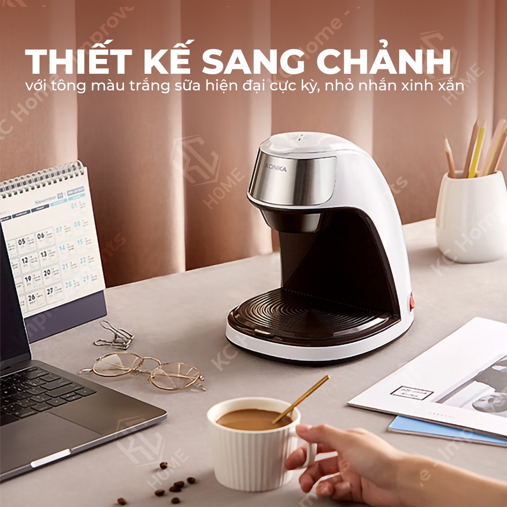 Máy Pha Cà Phê Mini  Konka, 300ML, 450W, KCF-CS2, BH 06 Tháng, KC Home
