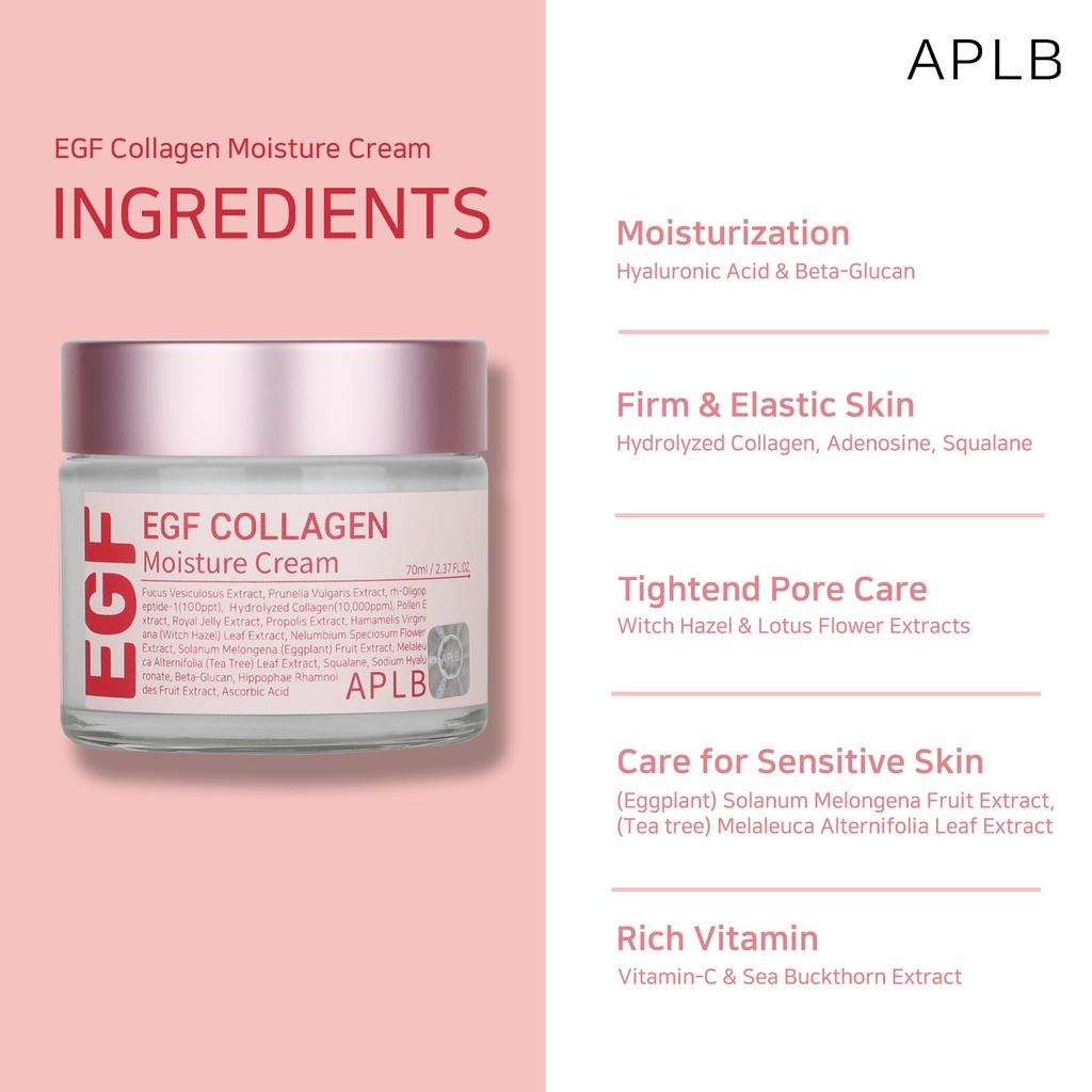 Kem dưỡng ẩm da APLB EGF COLLAGEN tạo độ đàn hồi giúp trắng da hiệu quả 70ml