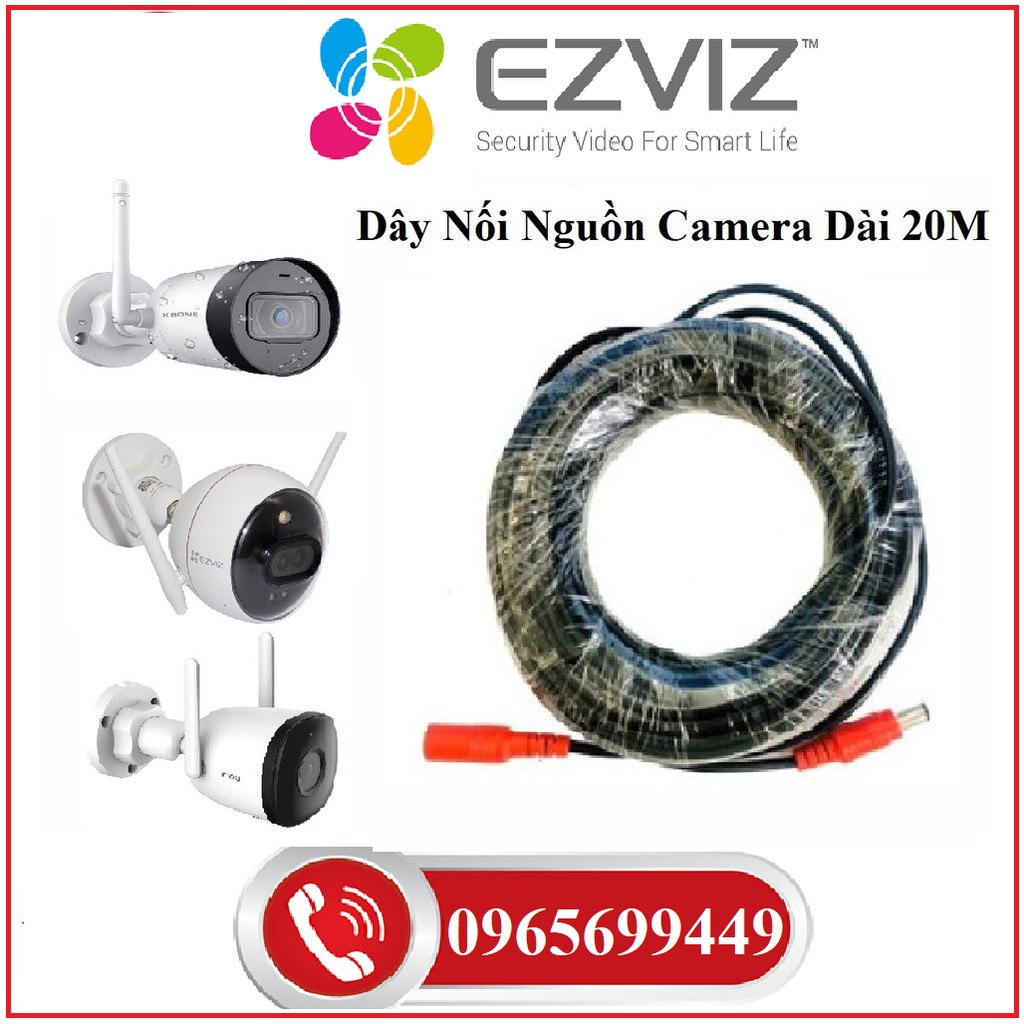 Dây Nguồn Nối Tiếp Chuyên Dụng Cho Camera Ezviz Kbone Imou Ngoài Trời Dài 20M Đầu Jack DC