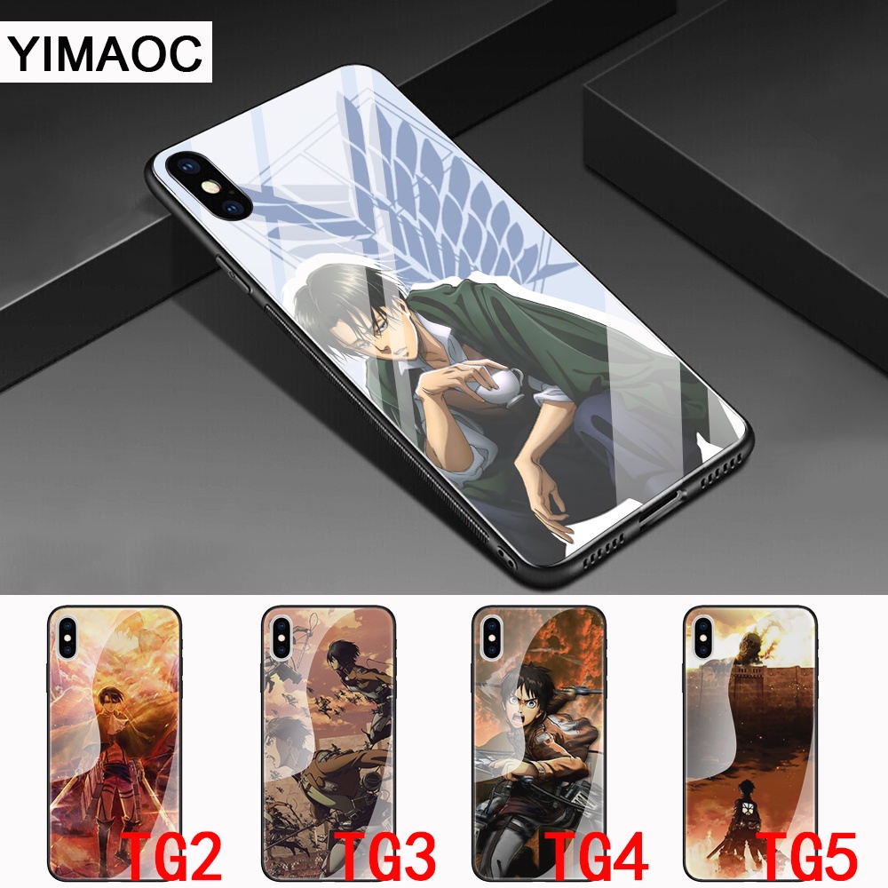 Ốp Điện Thoại Kính Cường Lực Hình Attack on titan 2RT Cho Samsung S7 Edge S8 S9 S10 S20 Plus Ultra note 8