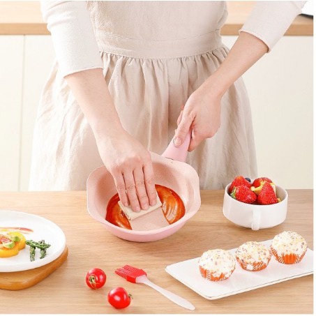 Bộ Nồi Chảo Đá Men Chống Dính Cao Cấp, Fashion Hàn Quốc/ Hình Hoa Kèm Xửng Hấp Chế Biến Ăn Dặm Cho Bé