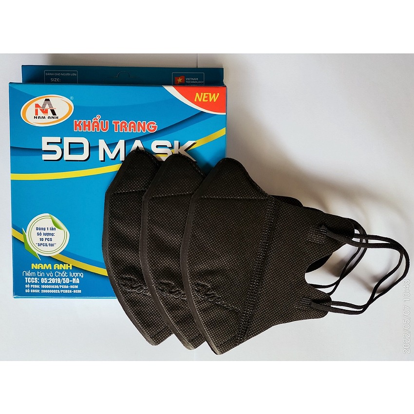Combo 5 hộp 50 cái Khẩu trang 5D mask Nam Anh Famapro, 3 lớp vải kháng khuẩn, thiết kế ôm kín khuôn mặt,quai thun co dãn