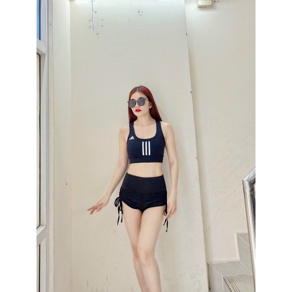 Bộ đồ tập quần đùi rút dây bra tập gym, nhảy aerobic,Zumba, đi bơi nữ có tách lẻ áo bra