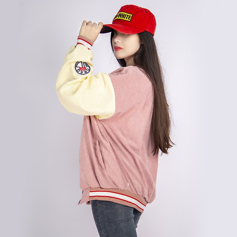 Áo khoác nữ bomber nhung tăm varsity jacket unisex nam nữ form rộng GAZU -057 | BigBuy360 - bigbuy360.vn