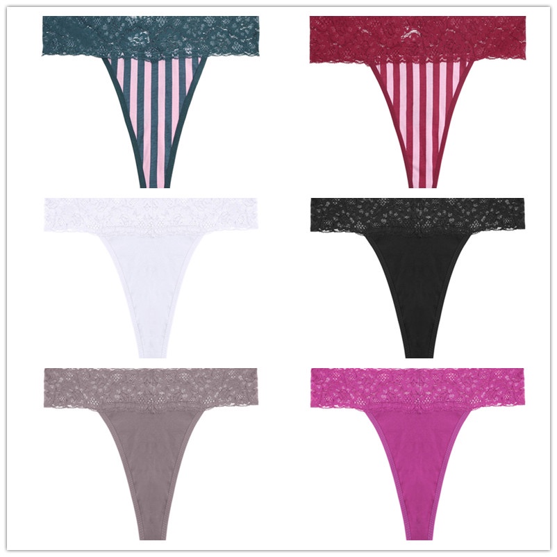 Cute Byte Bộ 3 Quần Lót Cotton Lọt Khe Phối Ren Hoa Dễ Thương Cho Nữ