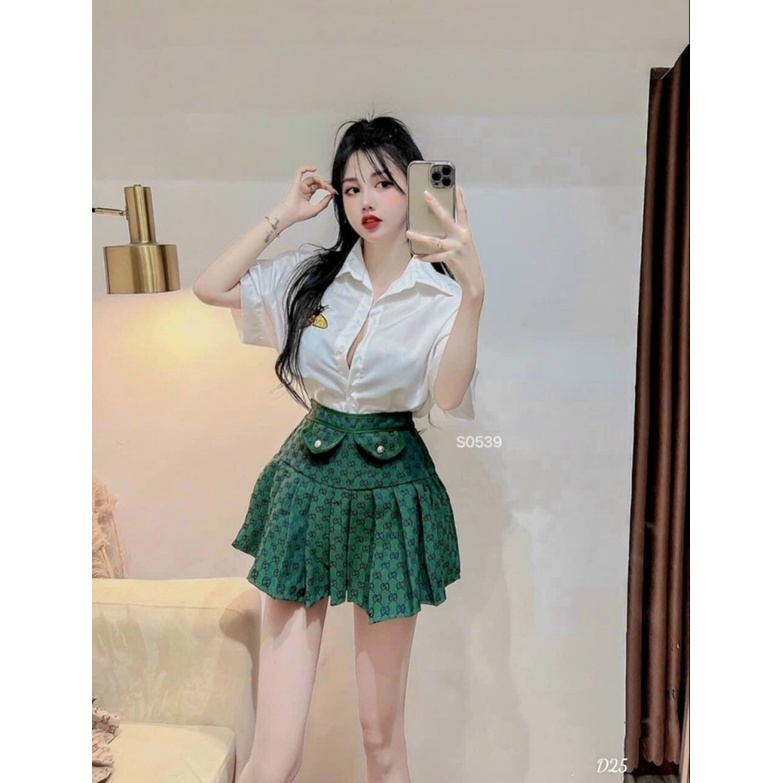 SÉT ÁO SƠ MI VÁY KAKI SÉT ĐỒ HACK TUỔI TĂNG SỰ TRẺ TRUNG NỮ TÍNH CHO CÁC NÀNG TRANH THỦ HỐT LẸ UP