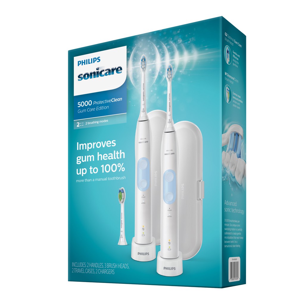 - Bộ đôi bàn chải điện Philips Sonicare ProtectiveClean 5000, Optimal Clean - Có bán tách set