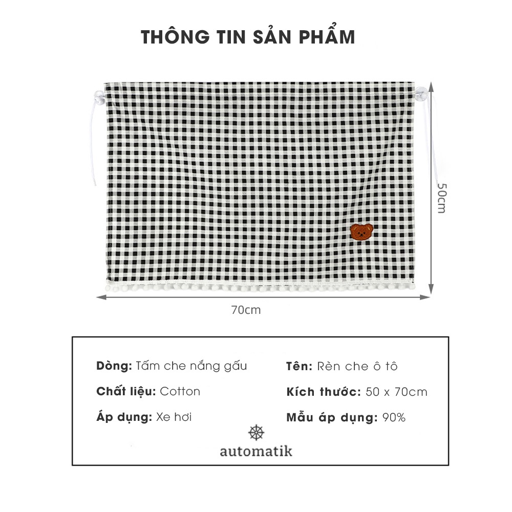 Rèm che nắng cửa sổ xe hơi có thể điều chỉnh trang trí hình chú gấu đáng yêu tiện lợi - Automatik