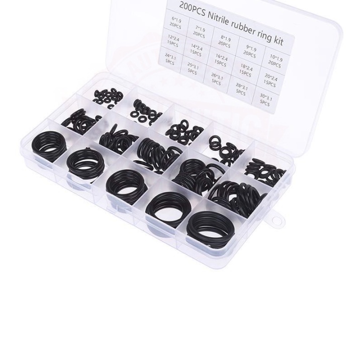 Set 200 vòng đệm cao su tròn Jss cho ống nước xe hơi, ron, gioăng cao su 15 kích thước