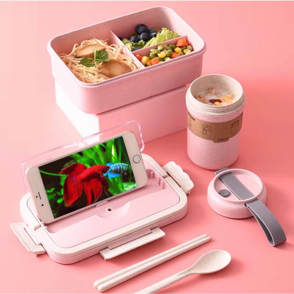 Hộp Đựng Thức Ăn Văn Phòng 5 trong 1 - Làm Bằng Lúa Mạch Bảo Vệ Sức Khoẻ - Hộp Đựng Thực Phẩm - HÀNG CÓ SẴN