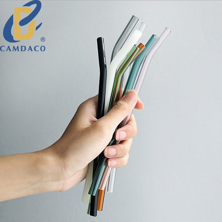 Combo Ống Hút Thủy Tinh Miệng Xéo Chịu Nhiệt Và Cọ Rửa - Camdaglassco