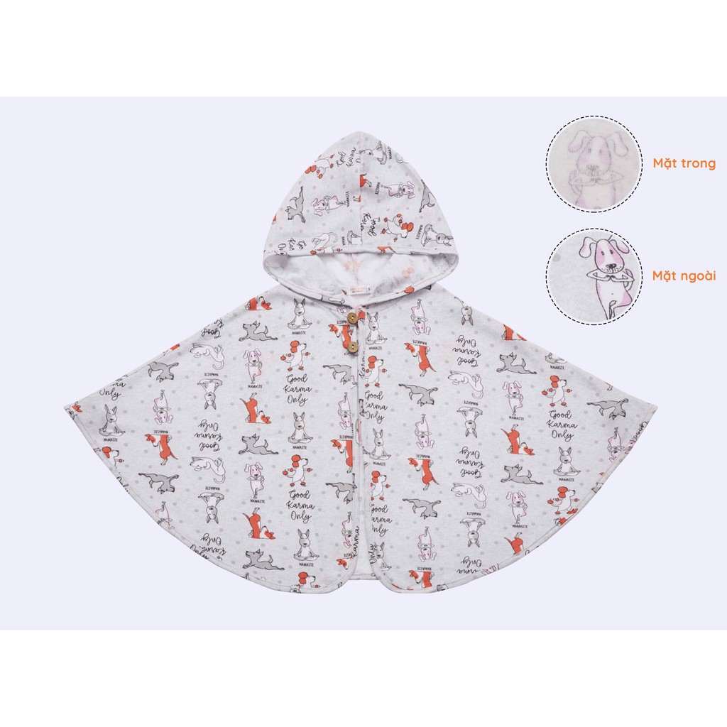 Áo choàng Ponchoni - GHI NHẠT CÚN CON