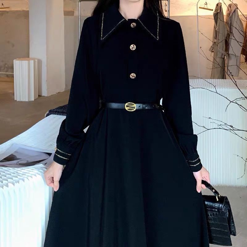 Plus Đầm Dài Tay Ôm Eo Phong Cách Preppy Nhật Bản Thời Trang Mùa Xuân Cho Nữ