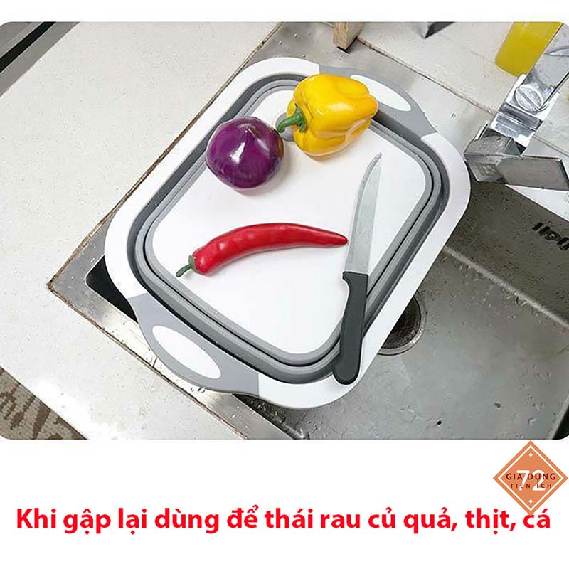 CHẬU GẤP GỌN KIÊM THỚT VÀ RỔ ĐỰNG, ĐA NĂNG, TIẾT KIỆM DIỆN TÍCH, SẢN PHẨM 3 TRONG 1 CHO KHÔNG GIAN BẾP [CHẬU THỚT]