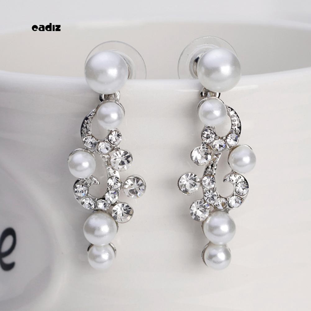 Bộ dây chuyền + bông tai đính ngọc trai giả sang trọng