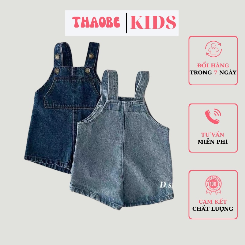 Yếm Bò Bé Gái Và Bé Trai , Yếm Jean Đùi Bé Trai Bé Gái Chất Vải Bò Mềm Mịn Cho Bé Cân Nặng Từ 7-28Kg THAOBE KIDS