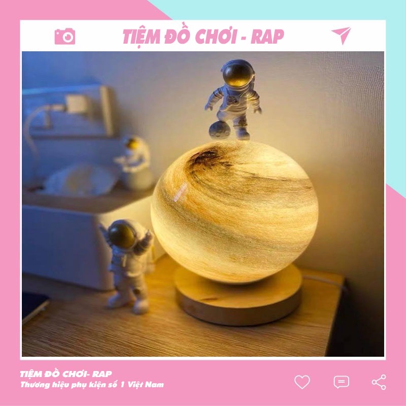 Set đèn mặt trăng 3D cảm ứng kèm bộ 3 phi hành gia dễ thương dùng làm quà tặngtặng đèn bàn đèn ngủ, decor phòng-Ráp