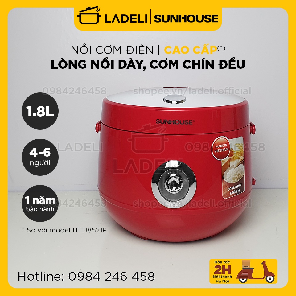 Nồi cơm điện 1.8L SUNHOUSE SHD8606R thân nhựa