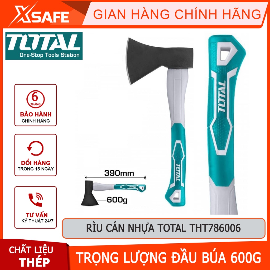 Búa rìu cán nhựa TOTAL THT786006 Rìu TOTAL đầu nặng 600g, chất liệu thép carbon 45# siêu cứng , đầ nặng [XSAFE]